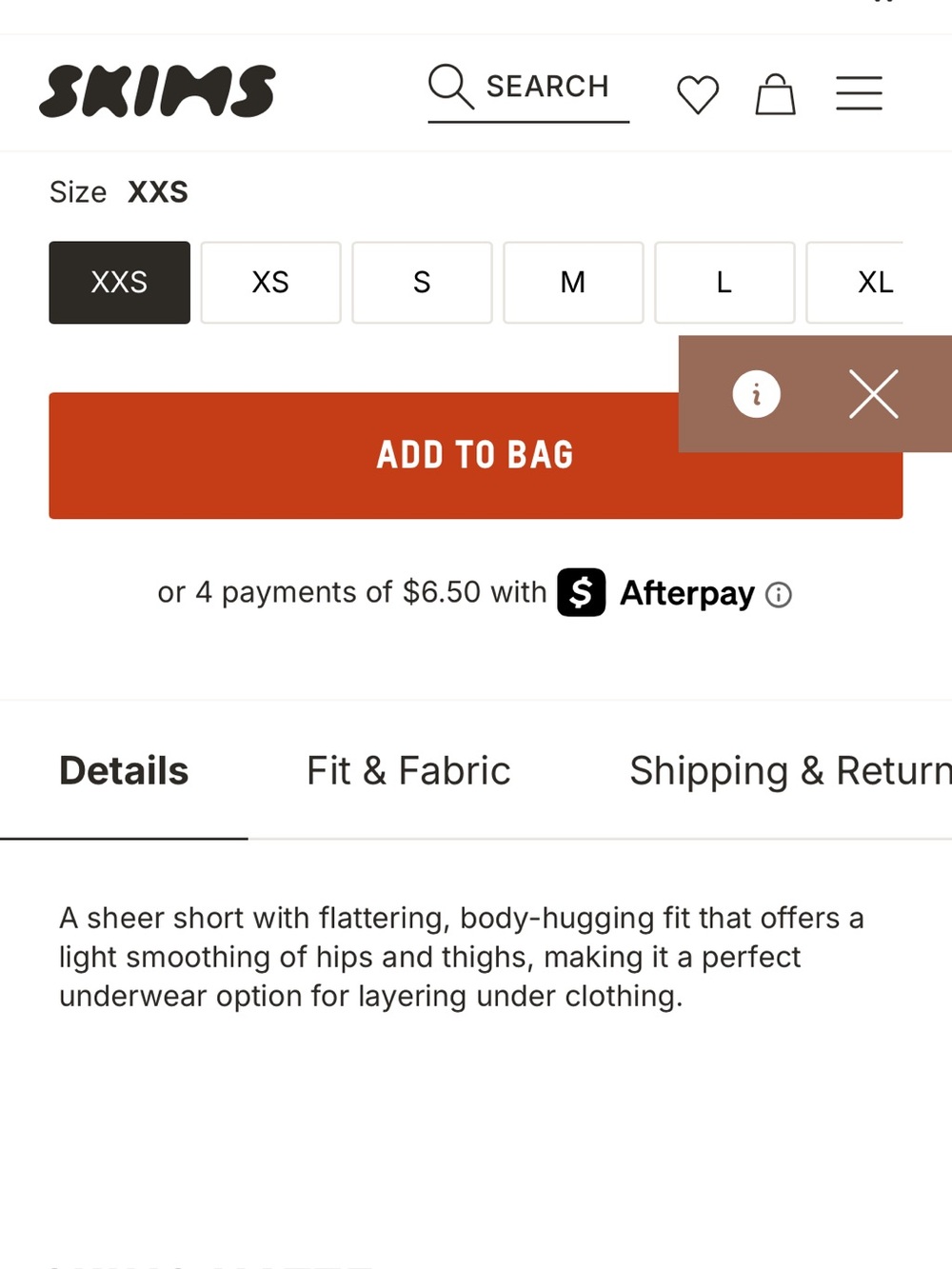 SKIMS Size XXS Jelly Sheer Short in Poppy - Picture 13 of 16